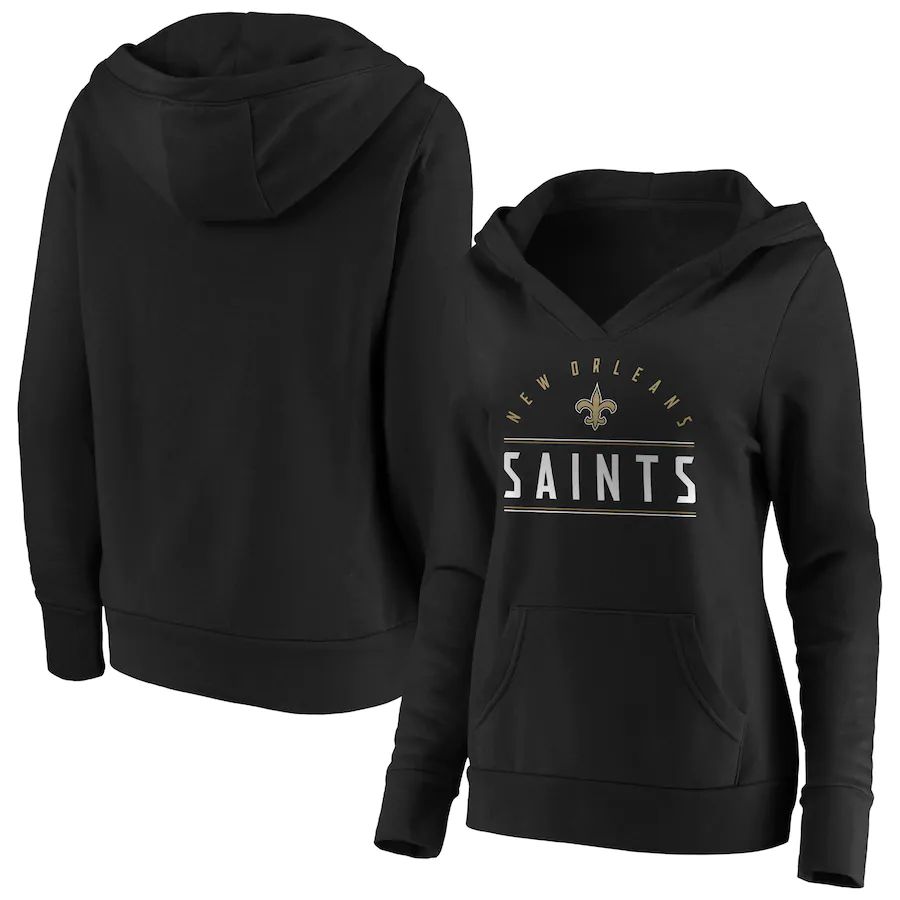 Women New Orleans Saints Fanatics Branded Black Iconic League Leader V-Neck Pullover Hoodie->women nfl jersey->Women Jersey